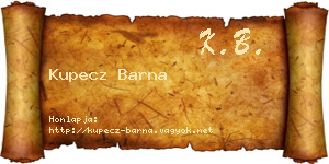 Kupecz Barna névjegykártya